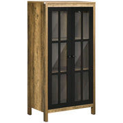 CREDENZA MODERNA A 2 ANTE IN VETRO E LEGNO 60X35X120CM MARRONE