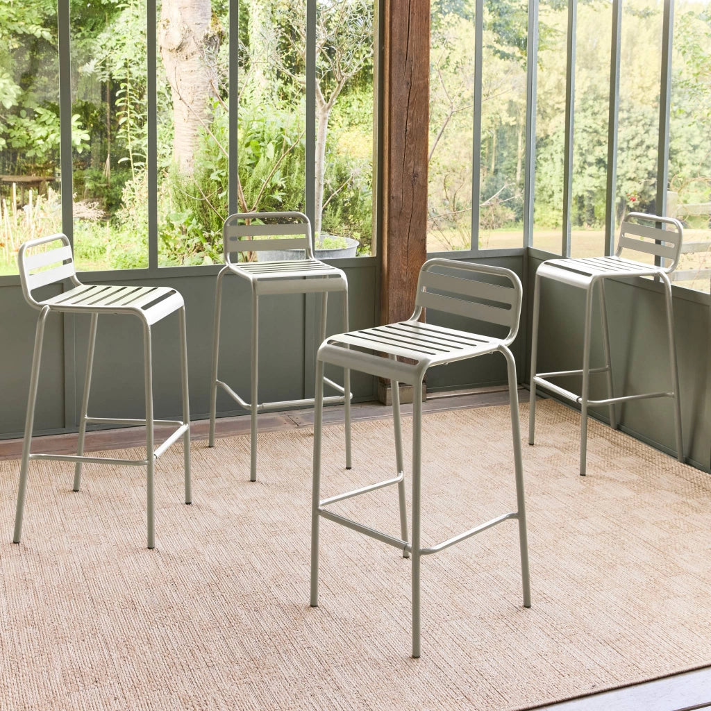 set 4 sedie alte bistrot in acciaio, beige