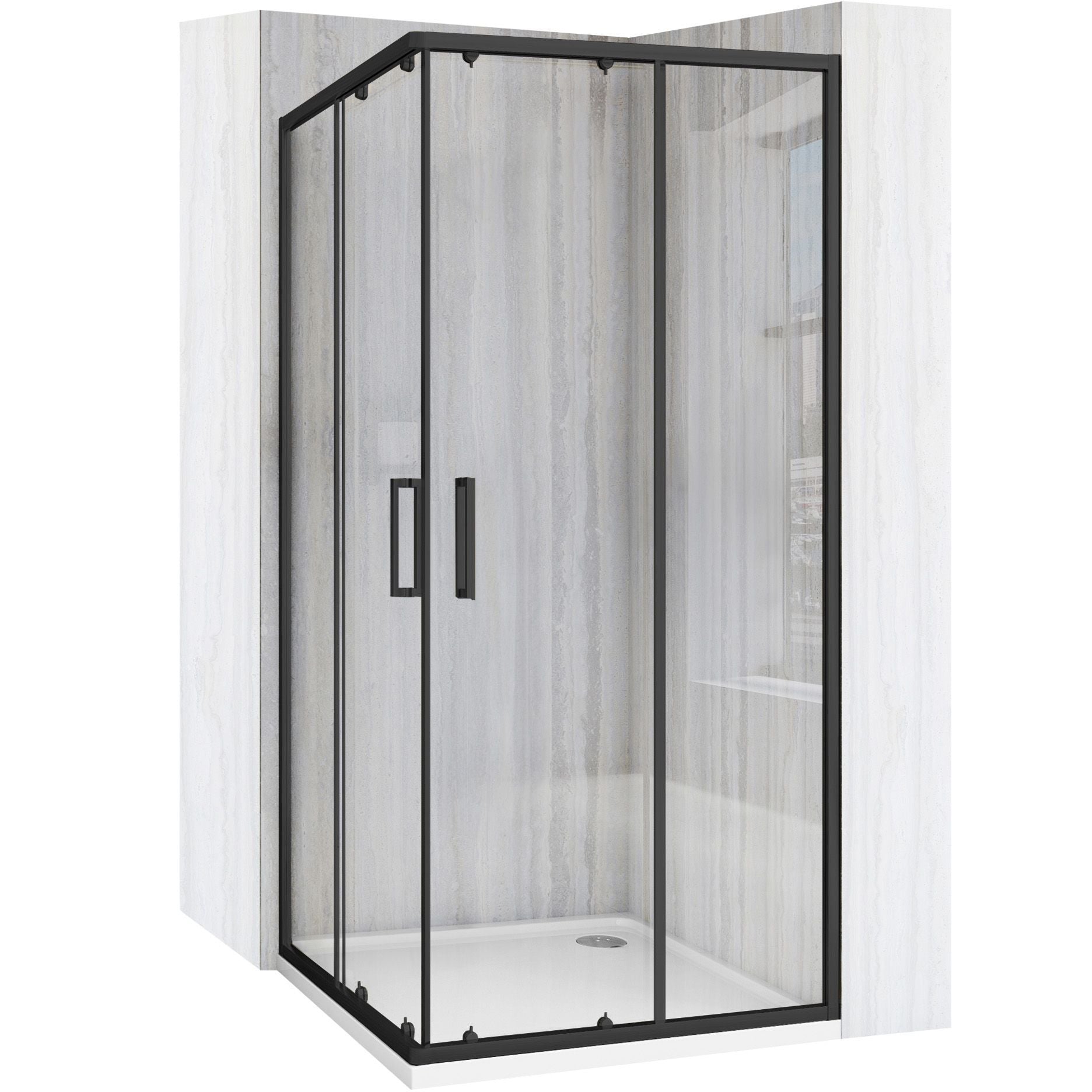 Cabina Doccia Rea City 80x80 Black con piatto doccia Savoy black