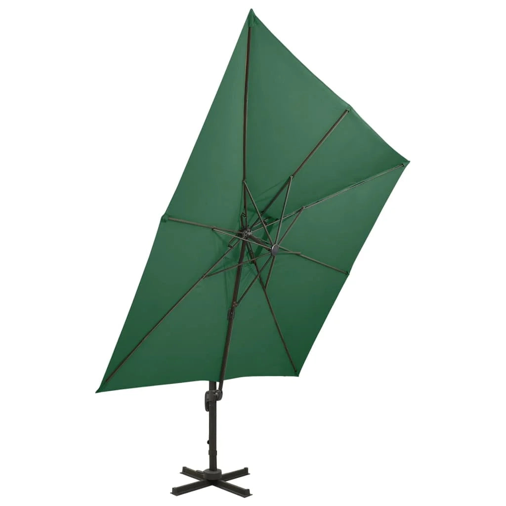Ombrellone da esterno decentrato con doppio tetto 300 x 300 cm verde 02_0008563