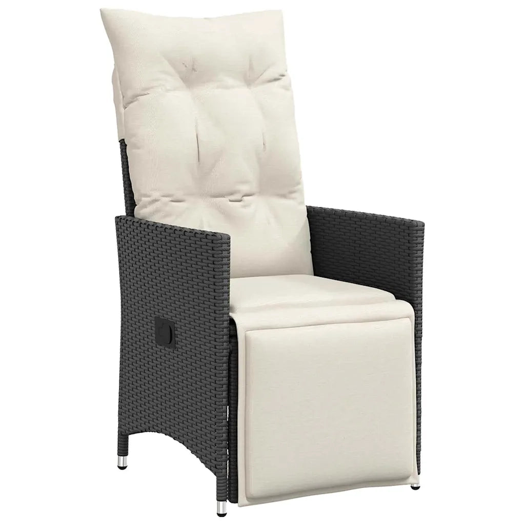 Set da Pranzo per Giardino con cuscino 5 pcs Nero polyrattan 3379565