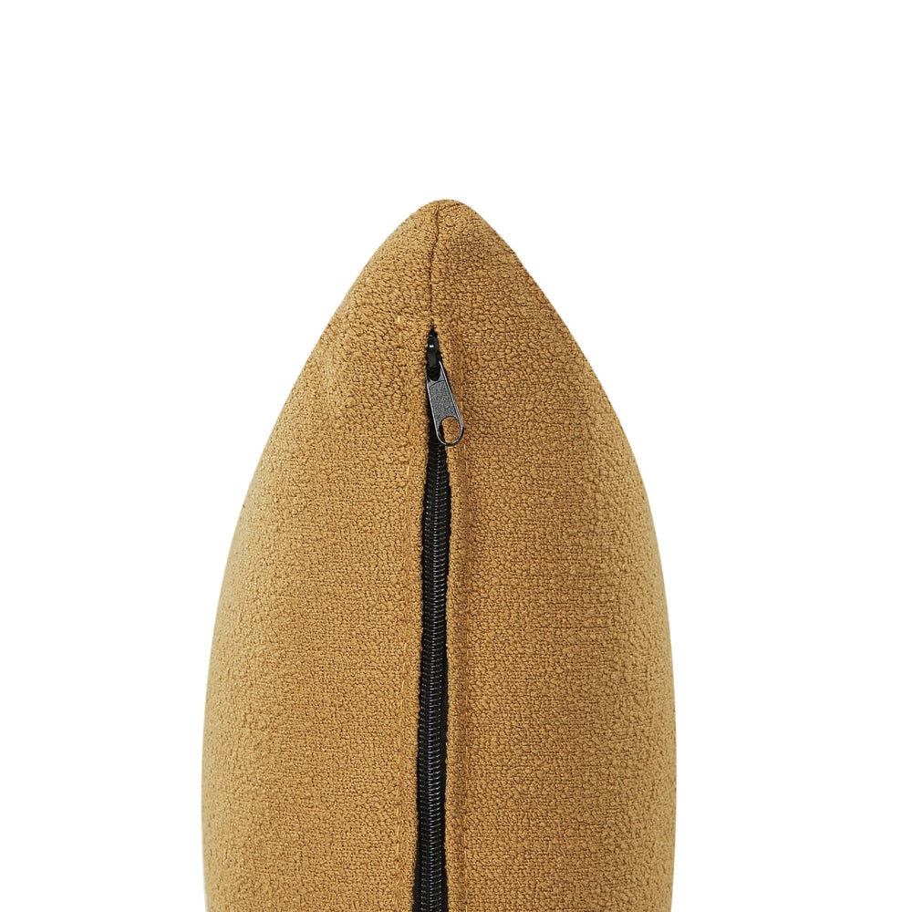 Chaise longue in tessuto bouclé giallo senape Gambe in metallo a sinistra con cuscino Design moderno