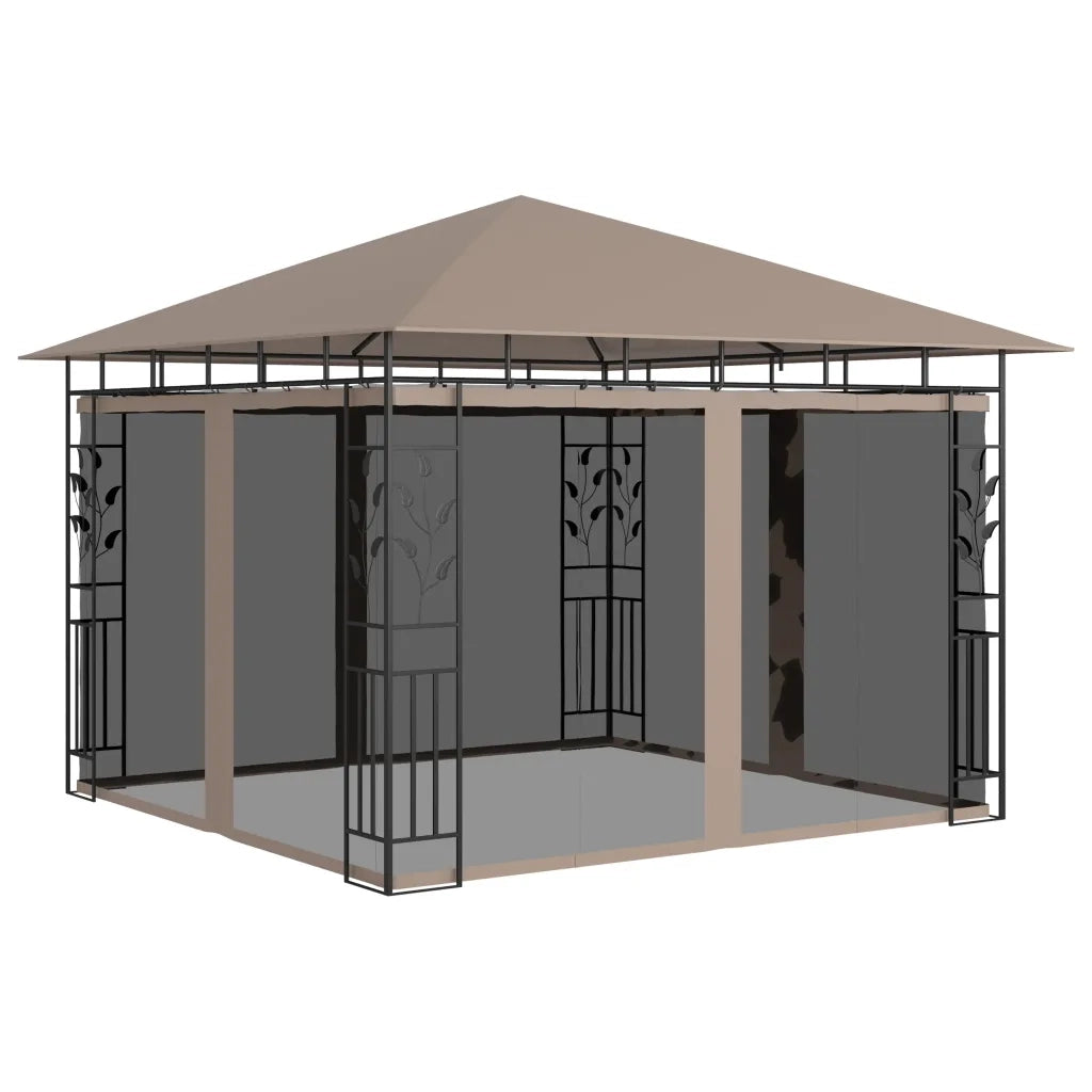 Gazebo | Pergolato con Zanzariera Luci LED 3x3x2,73 m Grigio Talpa