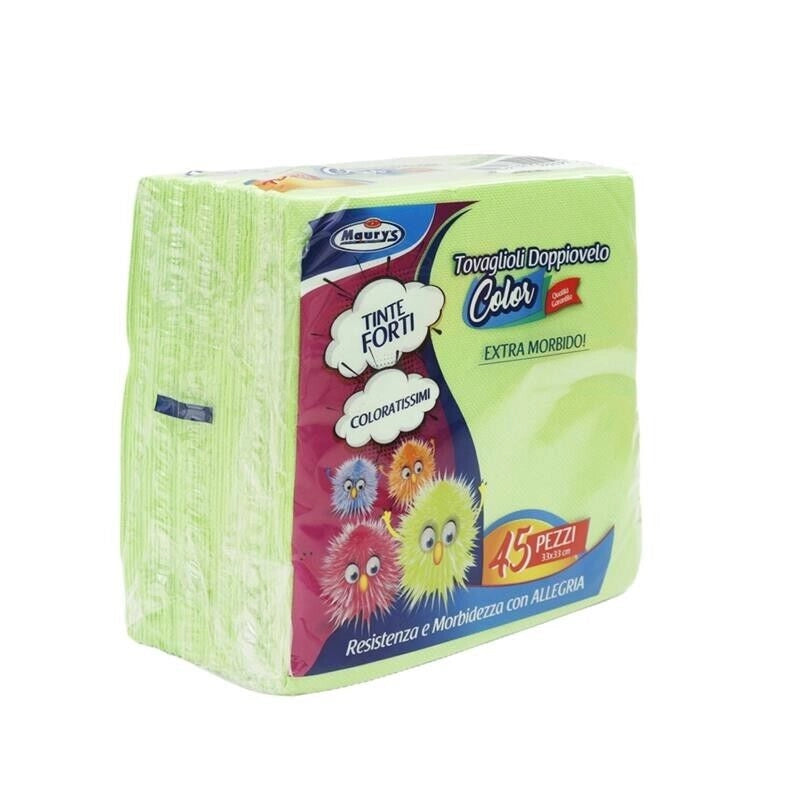 TOVAGLIOLI COLORATI PER LA TAVOLA 33 X 33 IN CONFEZIONE DA 45PZ MELA VERDE