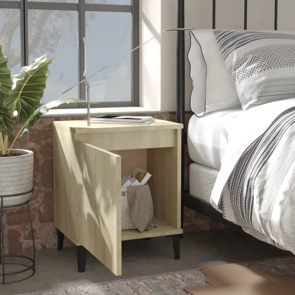 Comodini con Gambe in Metallo Rovere Sonoma 40x30x50 cm 805840