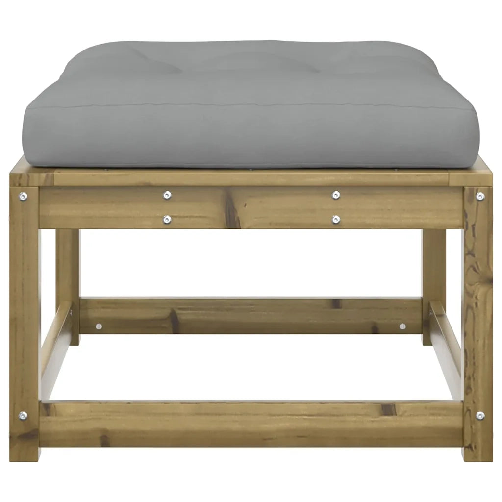 Poggiapiedi da Giardino con Cuscino in Legno Impregnato di Pino 844703
