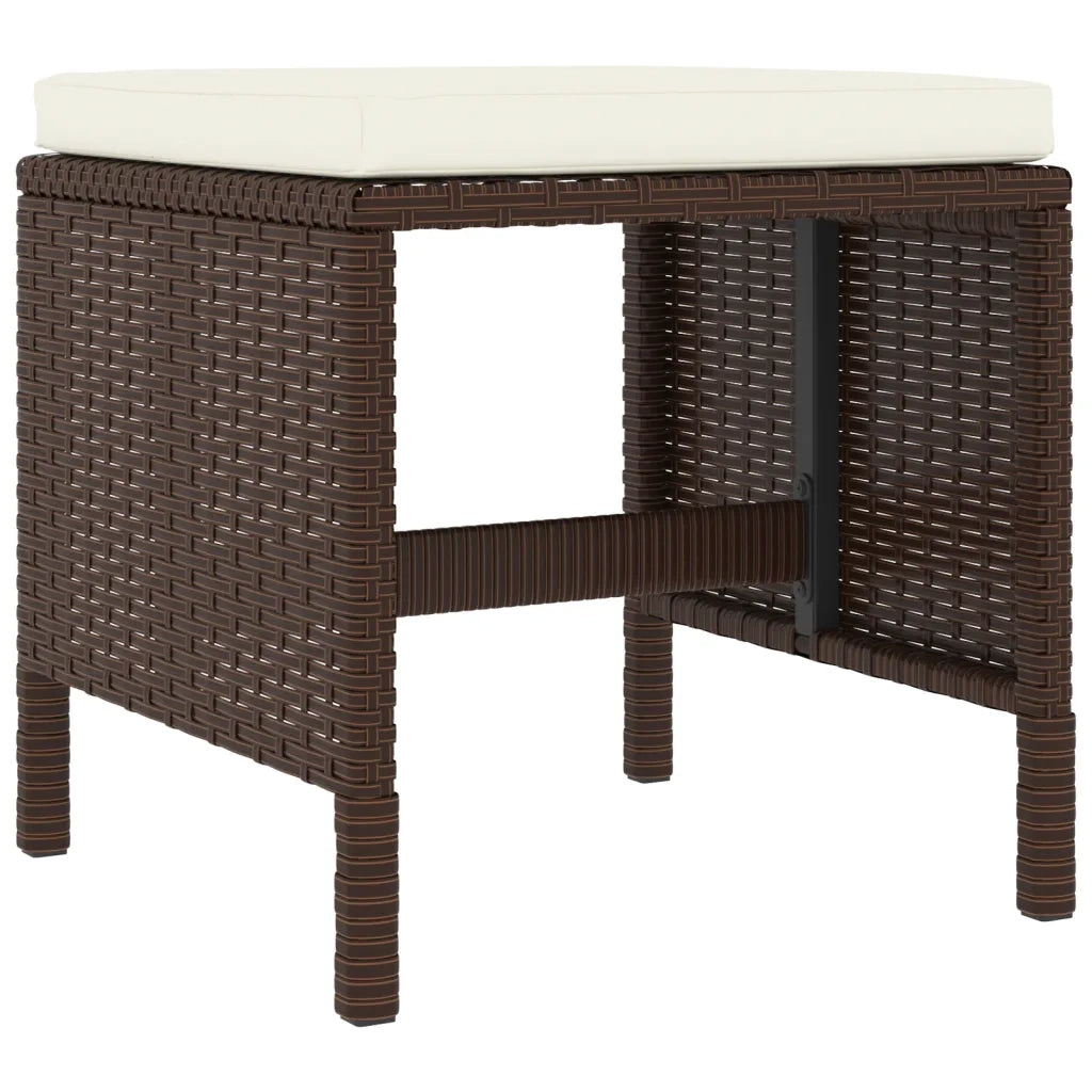 Set da Pranzo da Giardino 6pz con Cuscini in Polyrattan Marrone 363396