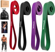 Set di cinque resistenze in gomma naturale per allenamento pull-up - resistenza in materiale HTML-resistente - per uso in casa o in palestra.