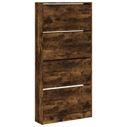 Scarpiera | Mobile per scarpe con 4 Cassetti Ribaltabili Rovere Fumo 80x21x163,5 cm