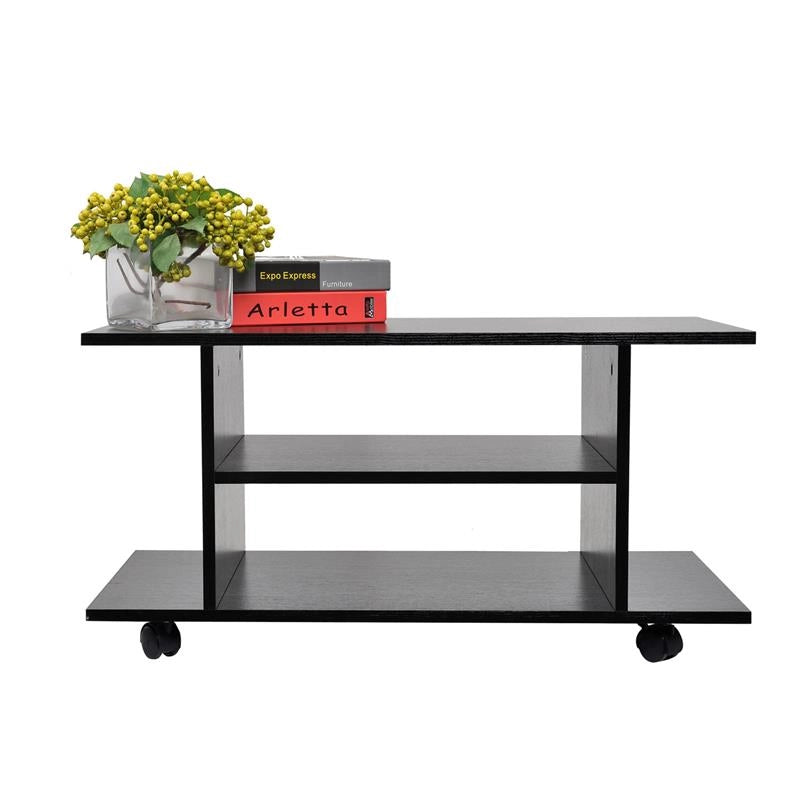 MOBILE PORTA TV IN LEGNO CON RUOTE 80 X 40 X 40 CM NERO