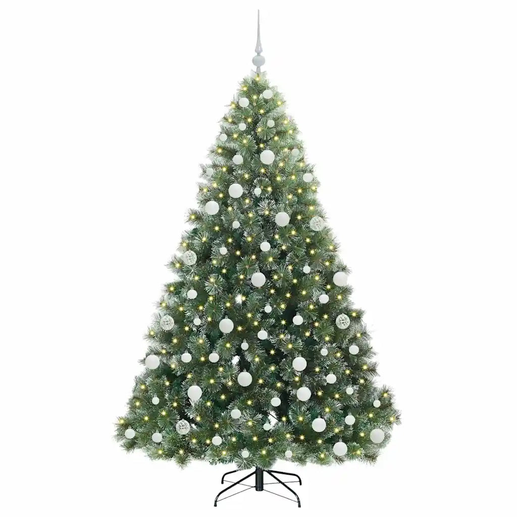 Albero di Natale Artificiale-Albero Natalizio con 300 LED Verde 180 cm PE e PVC 360082