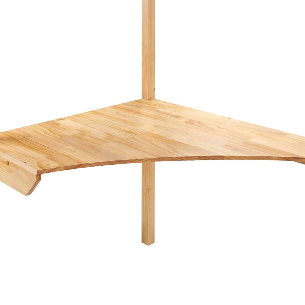Letto singolo a soppalco in marrone chiaro 90 x 200 cm con telaio e contenitore con scrivania cameretta bambini