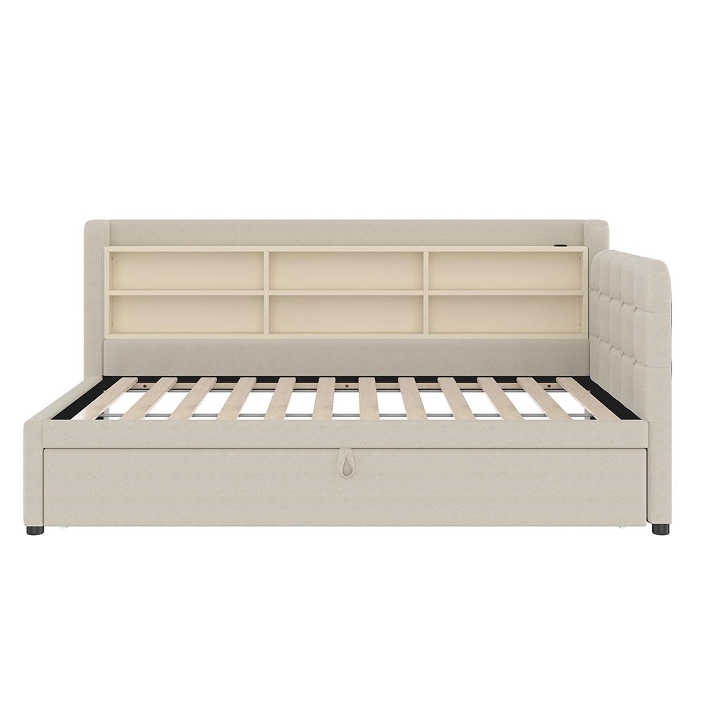 Divano letto 90-180x200cm?- Xylo - gigogne USB lino beige