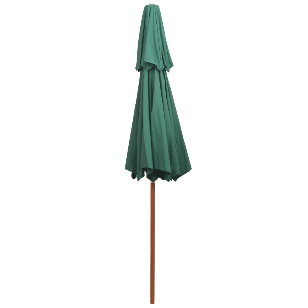 Ombrellone a 2 Livelli 270x270 cm con Palo in Legno Verde 42963