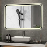 Specchio LED da bagno 70x90 cm nero, anti-appannamento, 3 tonalità, dimmerabile, IP44