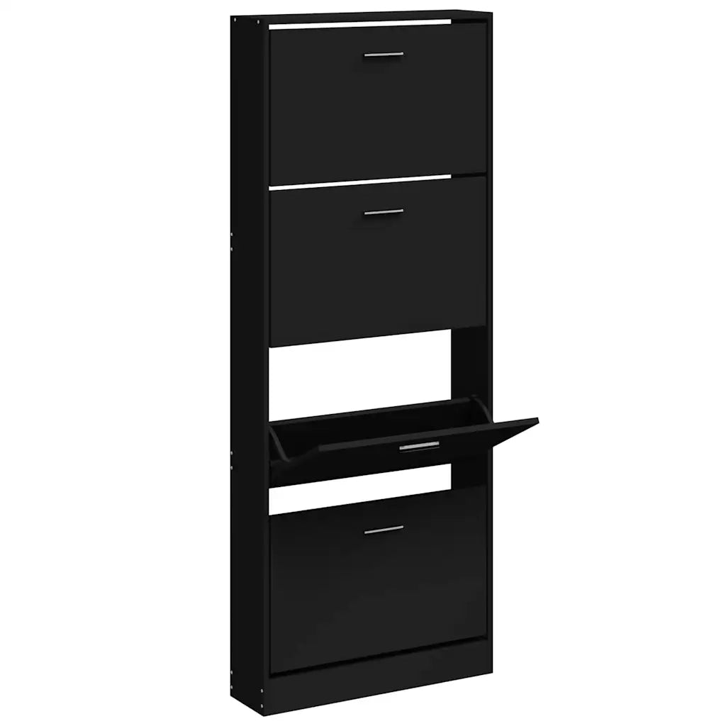 Scarpiera-Scaffale per scarpe Nera 59x17x150 cm in Legno Multistrato