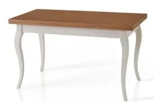 Tavolo allungabile Shabby chic piano ciliegio e base dritta bianca gambe provenzali