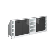 Mobile cucina sottotetto R-Line Antracite lucido/Bianco 210 cm Set di 5 Vicco