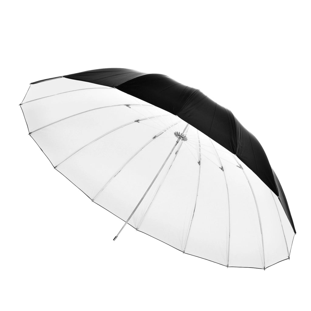 Ombrello reflex Ø 180 cm bianco/nero per luce morbida, riflettore per la riduzione di luce diffusa, sagomatore per flash da studio, ideale per la fotografia di prodotti
