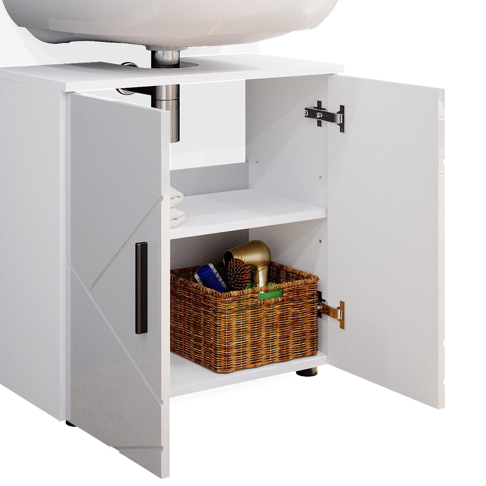 Set di mobili da bagno Irma Bianco lucido 2 parti, con colonna Vicco