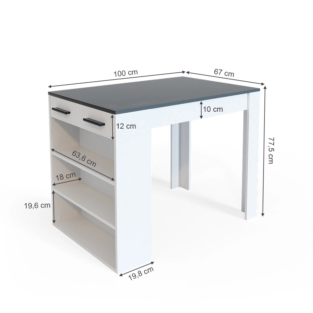 Vicco Tavolo da pranzo Antracite/bianco 67 x 100 cm