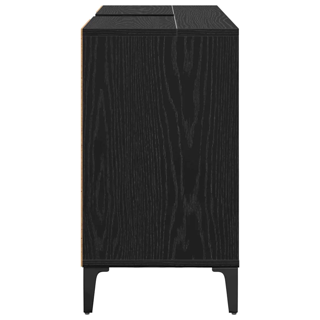 Armadio sottolavello con porta-Mobile sottolavello Rovere Nero 80 x 33 x 60 cm