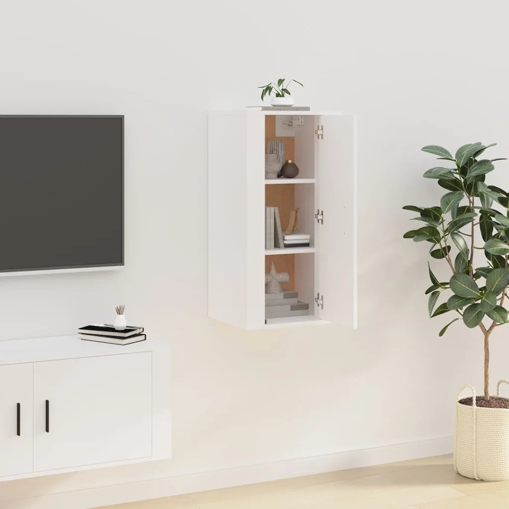 Mobile TV a Parete | Armadietto TV | Mobile Porta TV Bianco 40x34,5x80 cm