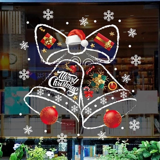 Sticker per finestra di Natale - Sticker per finestra - Sticker per finestra di vetro di Natale - Natale - Etichetta per vetrina - Bifacciale - Sticker in PVC - Per decorazione di finestra di Natale, decorazione di finestra di festa - 45x60 cm - Rosso