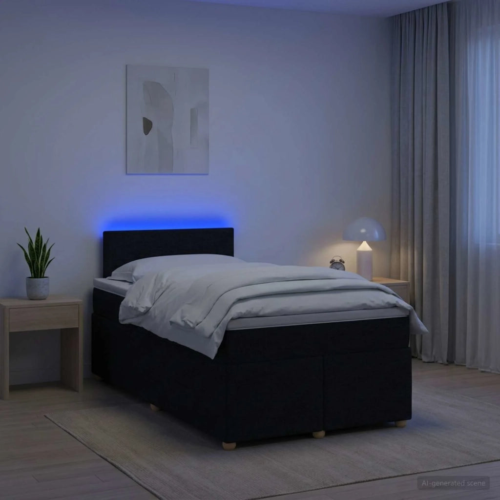 Letto box spring con materasso Nero 120 x 200 cm Tessuto 3452396
