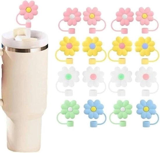 Accessori per stro moka in silicone di grado alimentare a forma di fiori - progettati per uso con bastoncini da 10mm - compatibili con Stanley 30oz e 40oz.