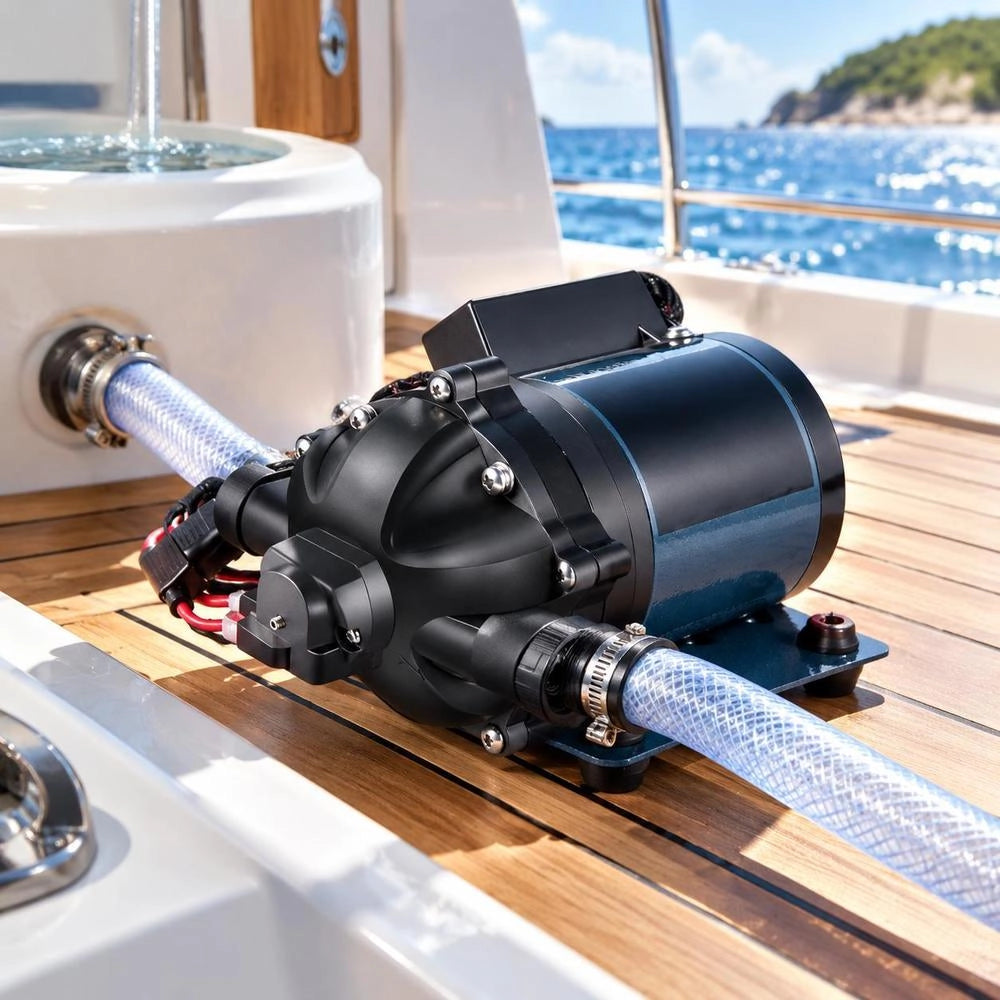 Dishwashing Pump, 12 V DC, 7 GPM 60 PSI, Max. 3 M Lift, Self-priming Water Pump, With EPDM Valve, Universal Saltwater Strainer & Internal Thread, For Motorhome, Marine Deck, Yacht