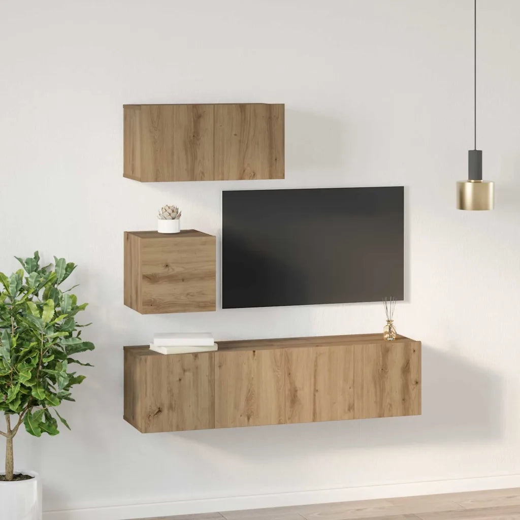 Set mobile TV 4 pcs Rovere artigianale Legno multistrato 3393149