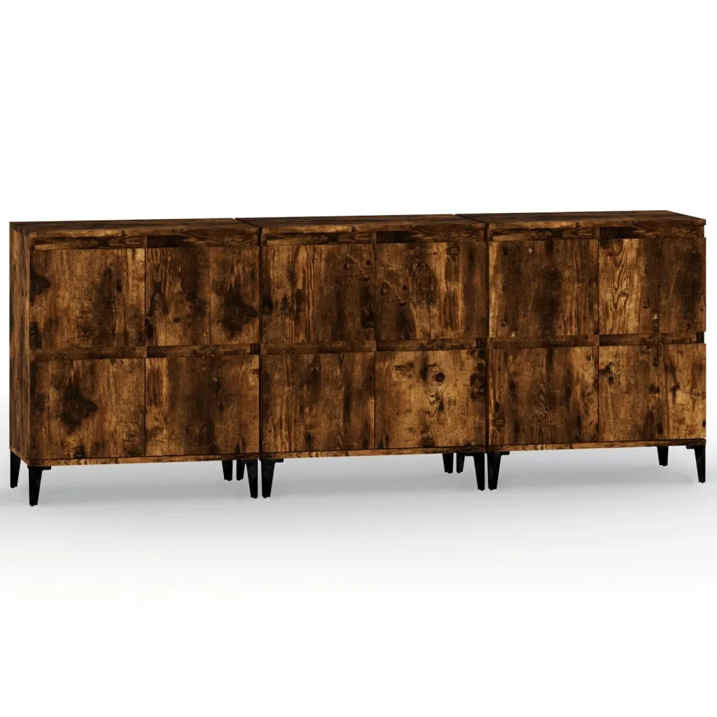 vidaXL Credenze 3pz Rovere Fumo 60x35x70 cm in Legno Multistrato