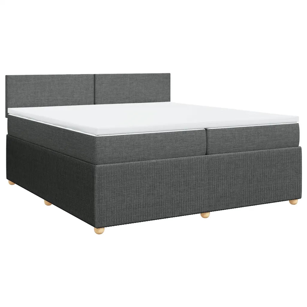 Giroletto a Molle con Materasso Grigio Scuro 200x200 cm Tessuto