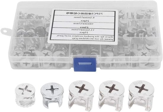 Connettore di mobili a vite a camme - 95 x 13 mm - 10 x 12 mm - 135 x 15 mm - Materiale resistente