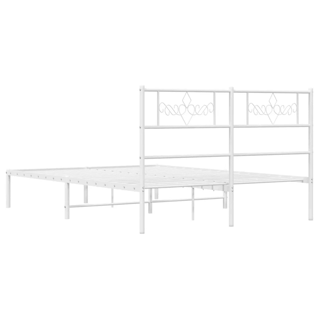 Giroletto con Testiera-Struttura Letto con testiera Metallo Bianco 135x190 cm 980049