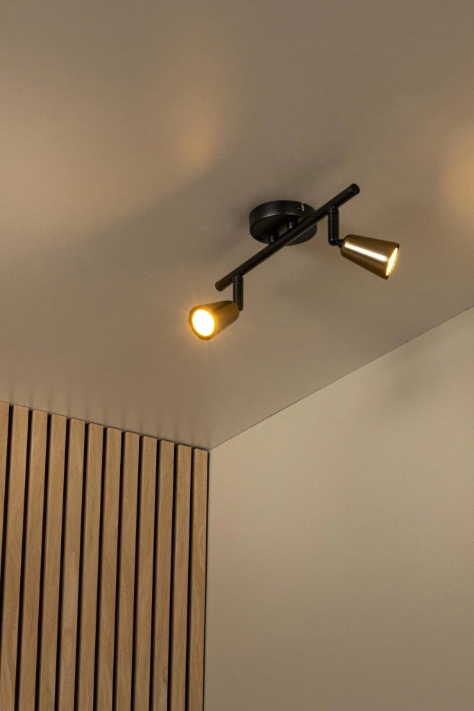 Faretto da soffitto TIANA 2xGU10 oro nero Lucide