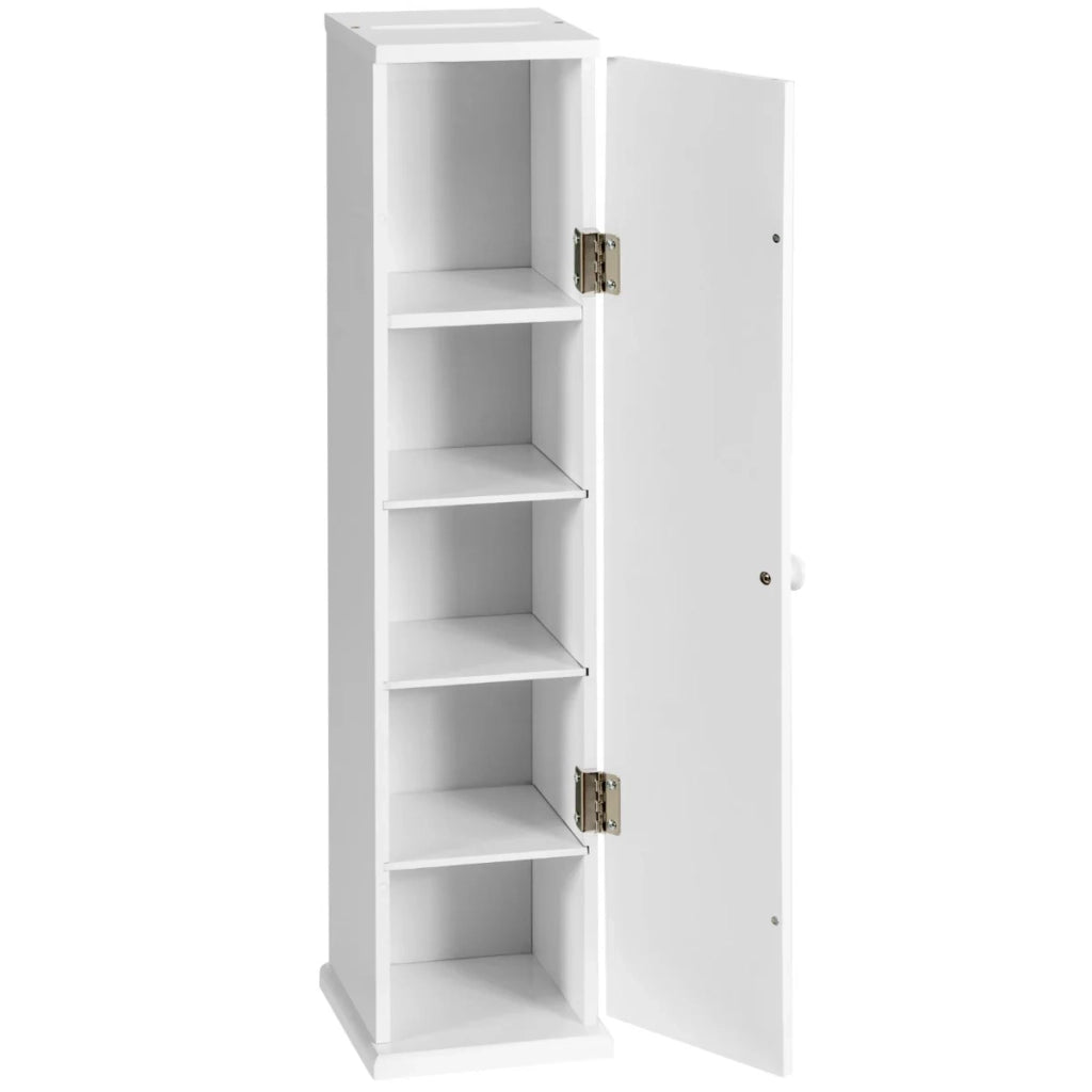 Portarotolo salvaspazio 16 x 17 x 69 cm contenitore moderno e pratico in MDF bianco 20_0013692