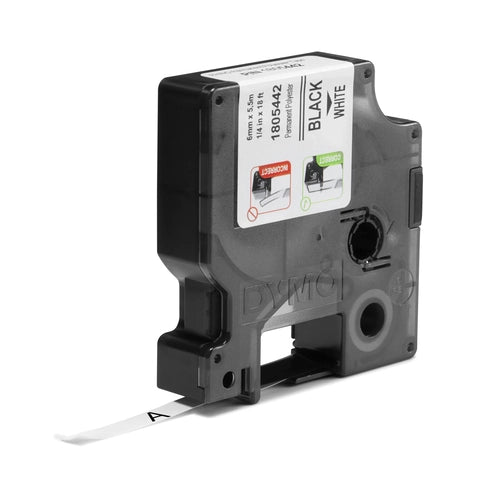 DYMO Rhino Etichette in poliestere permanenti industriali / 6 mm x 5,5 m / Stampa nera su bianco / Autoadesive / per stampanti di etichette Rhino e LabelManager