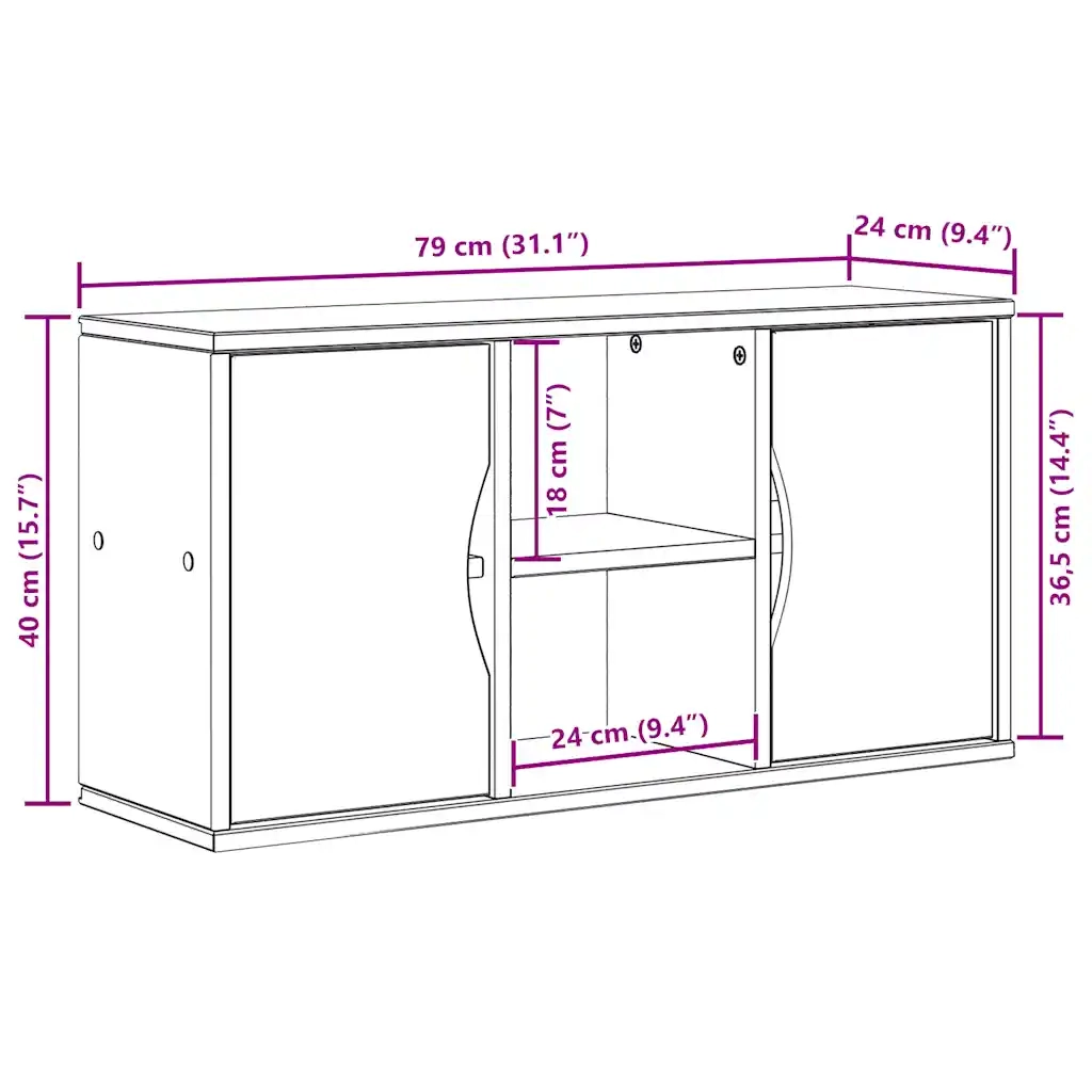 Mobile Porta TV ODDA Bianco 79x24x40 cm Legno Massello di Pino