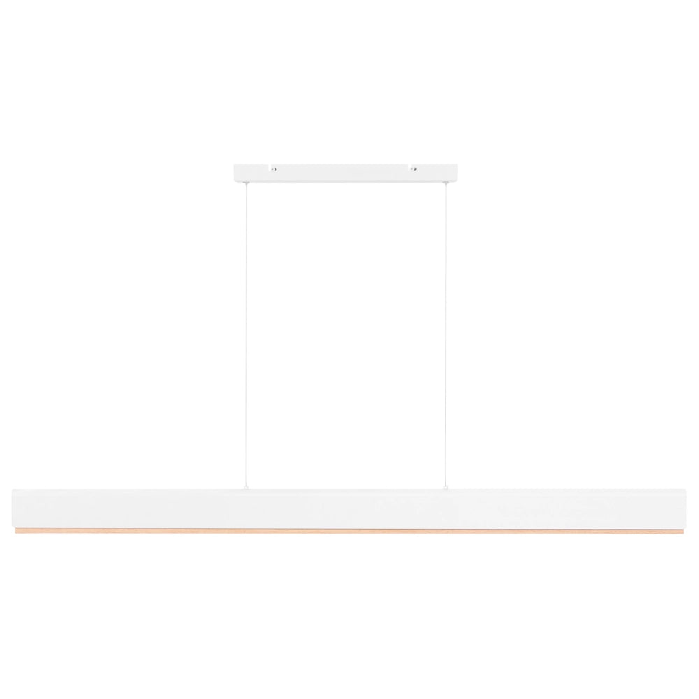 Lampada a sospensione a LED, base in ferro bianco paralume in legno, stile scandinavo dimmer da soffitto lunghezza del cavo regolabile