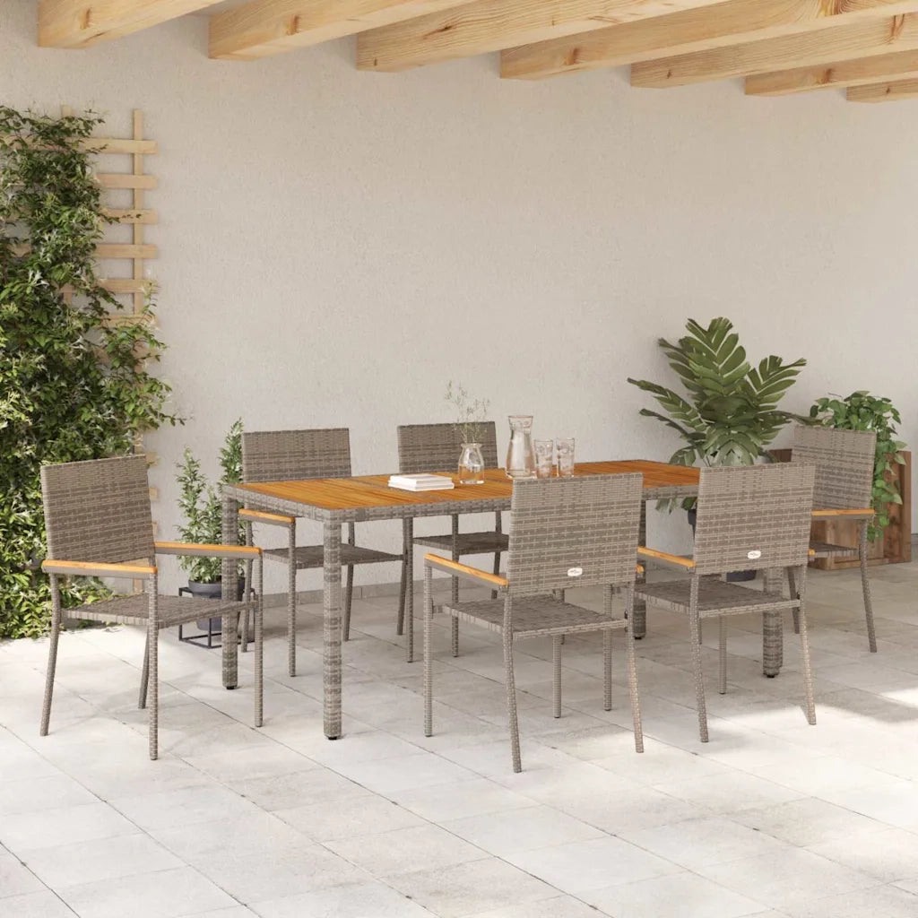 Set da Pranzo per Giardino 7 pcs Grigio polyrattan 3365411