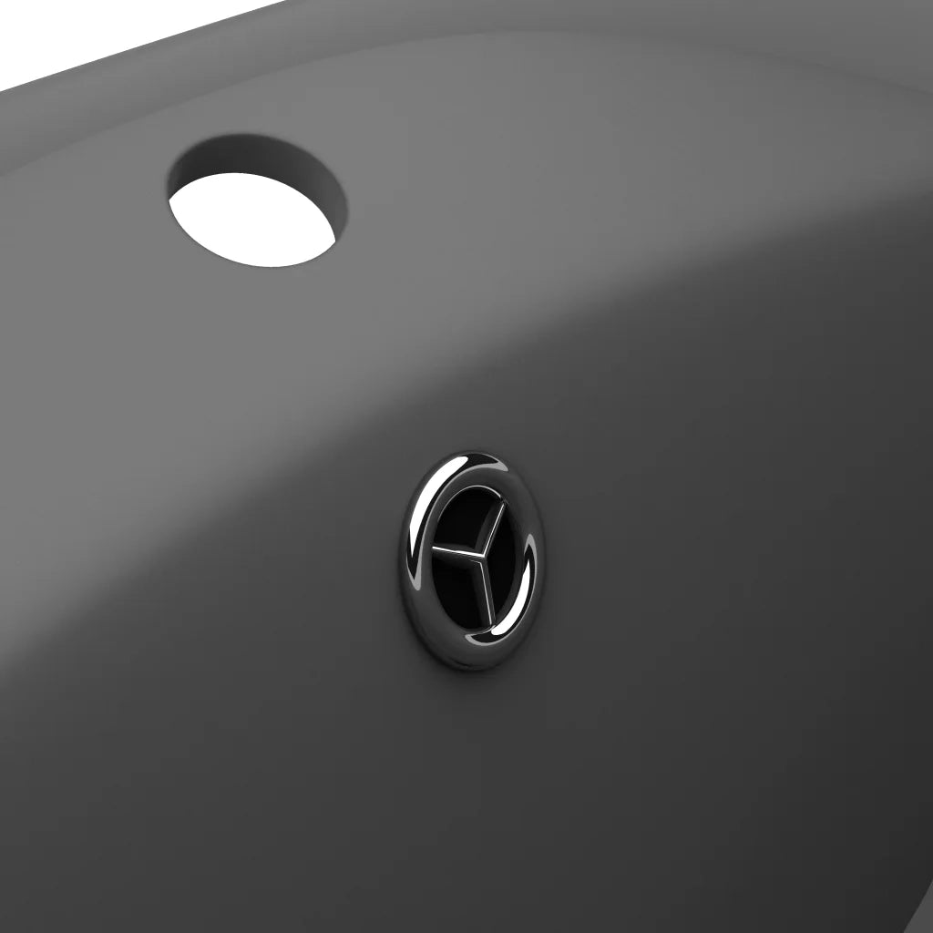 Lavabo Troppopieno Ovale Grigio Scuro Opaco 58,5x39cm Ceramica 146939