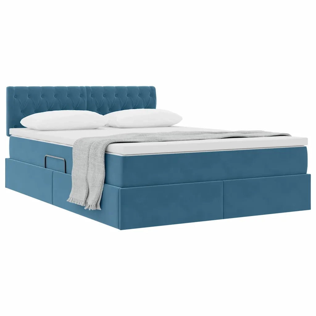 Letto con Contenitore Blu Scuro 140 x 190 cm Velluto 3370819