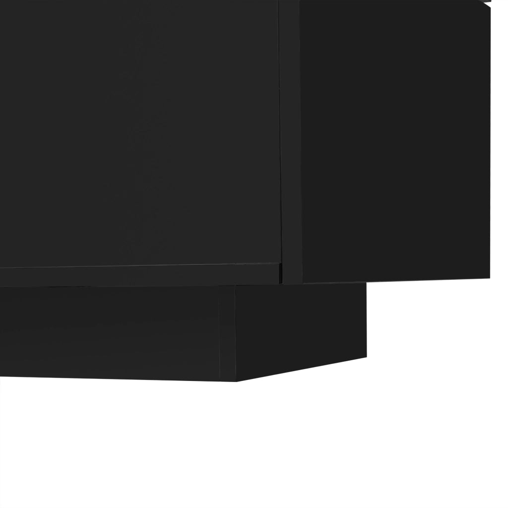 Tavolino da caffè 120x50x38.5 cm; LED integrato e vano laterale; vetro; MDF e truciolare nero