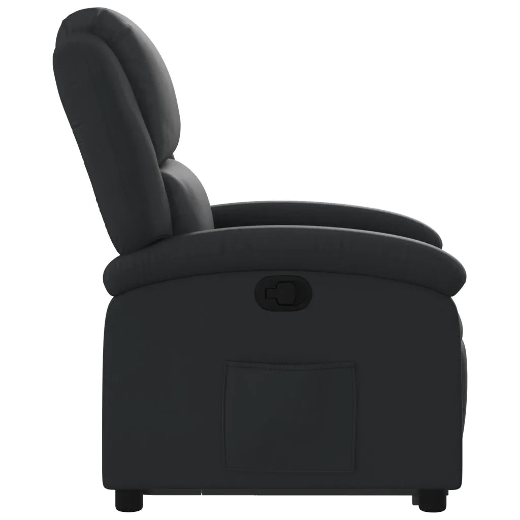 Poltrona Alzapersona Reclinabile Nera in Vera Pelle 3204262