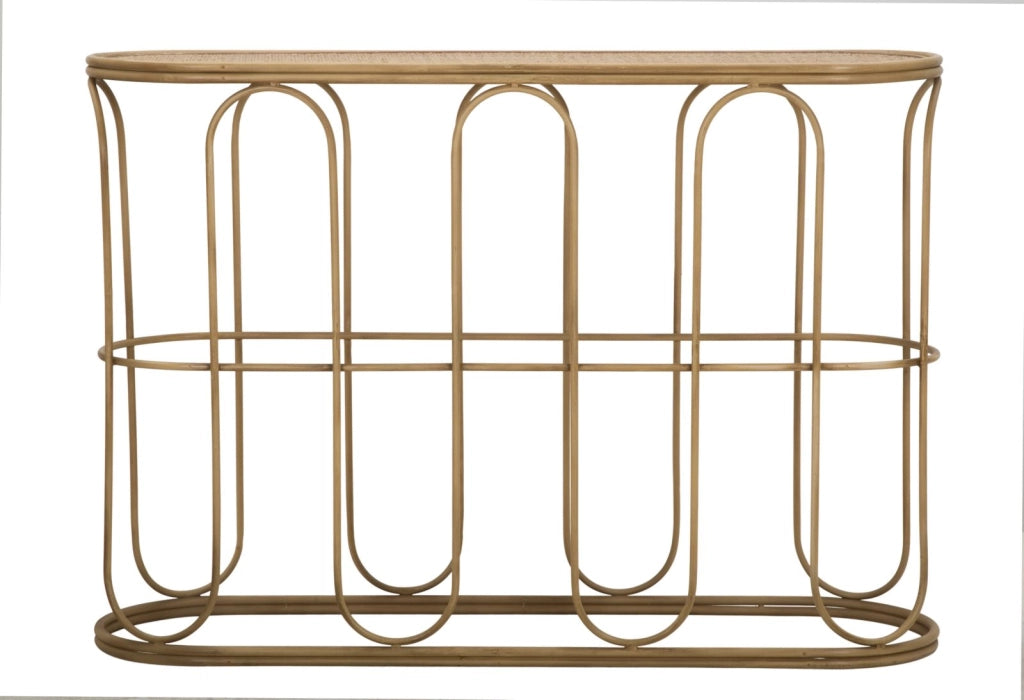 Consolle in metallo e legno naturale 110x32x77cm Samui