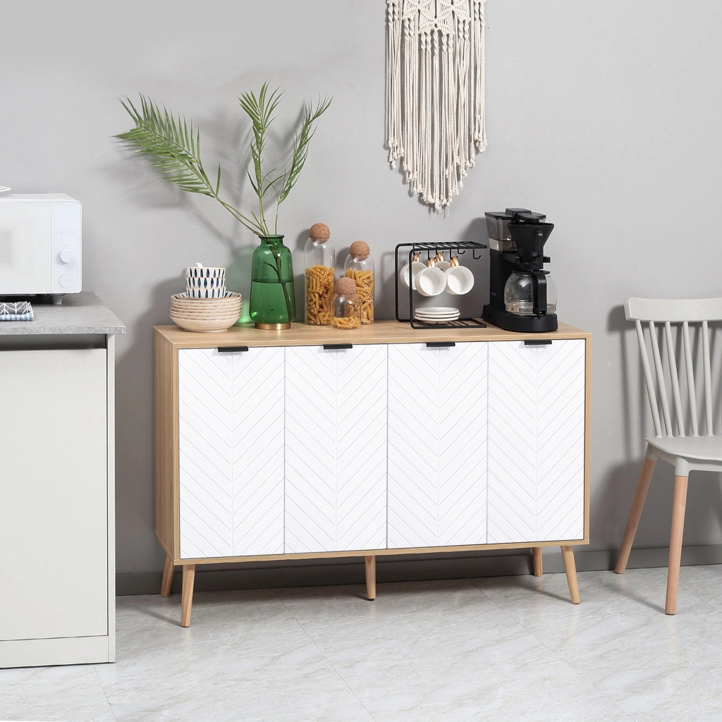 Cassettiera a 4 cassetti con ante e ripiani ¨C zephmum ¨C bianco 120x77.4x35 cm