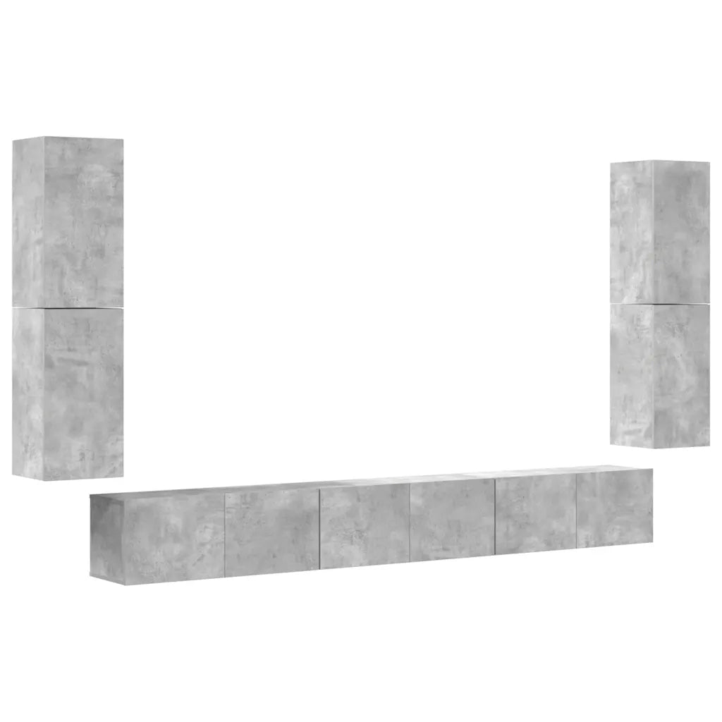 Set di Mobili Porta TV 7 pz Grigio Cemento in Legno Multistrato