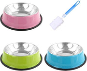 Kit per animali domestici 3 pezzi - Acciaio inossidabile - Antiscivolo - Spazzola per pulizia - Diametro 15 cm - Adatto per diversi animali domestici - Mangiatoia